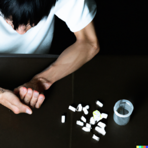 man abusing drugs